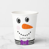 Gobelets En Papier Snowman Visage violet Bowple Buffalo noir Plaid (Verso)
