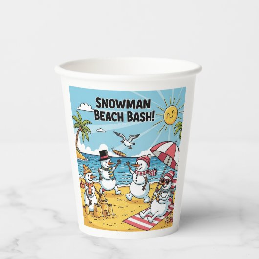 Gobelets En Papier Snowmen Beach Bash (Recto)