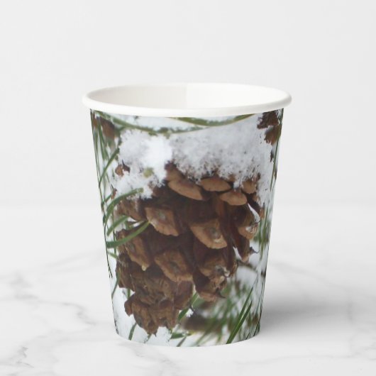Gobelets En Papier Snowy Pine Cone I (Gauche)