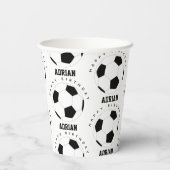 Gobelets En Papier Soccer Ball Football Nom personnalisé Anniversaire (Verso)