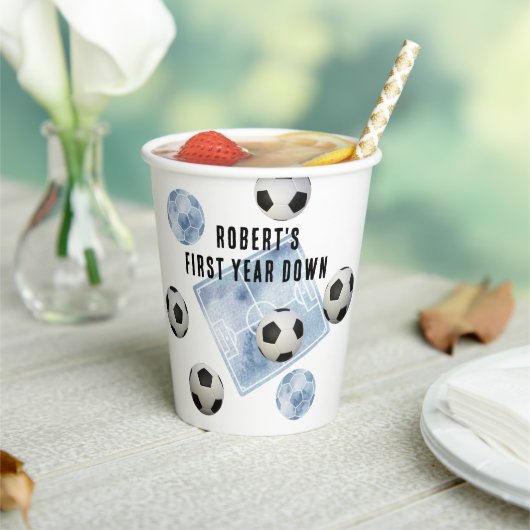 Gobelets En Papier Soccer First Year Down Birthday Party (Insitu)