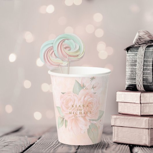 Gobelets En Papier Soft Blush Rose V2 ID828