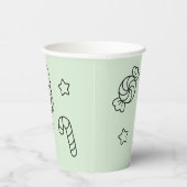 Gobelets En Papier Soft Green Cute Girl and Cat Christmas Design (Droite)