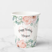 Gobelets En Papier Soft Pastel Floral 90e anniversaire (Recto)