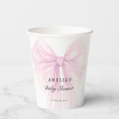Gobelets En Papier Soft Pink Blush Bow Baby Girl Shower (Verso)