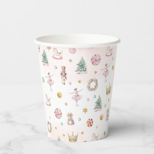 Gobelets En Papier Soft Pink Nutcracker fête d'anniversaire (Verso)