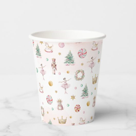 Gobelets En Papier Soft Pink Nutcracker fête d'anniversaire (Recto)