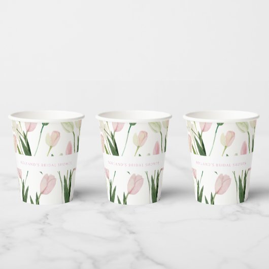 Gobelets En Papier Soft Pink Tulip Bridal Shower (Multi)