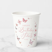Gobelets En Papier Soft rose papillon fête d'anniversaire (Verso)