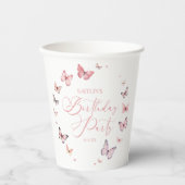 Gobelets En Papier Soft rose papillon fête d'anniversaire (Recto)