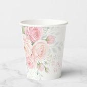 Gobelets En Papier soft roses floral paper cups template (Verso)