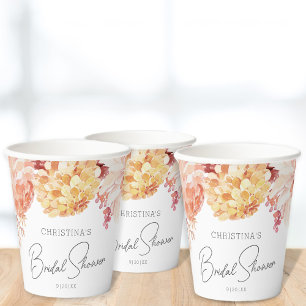 Gobelets En Papier Soignée Boho Chic Floral Fête des mariées Party