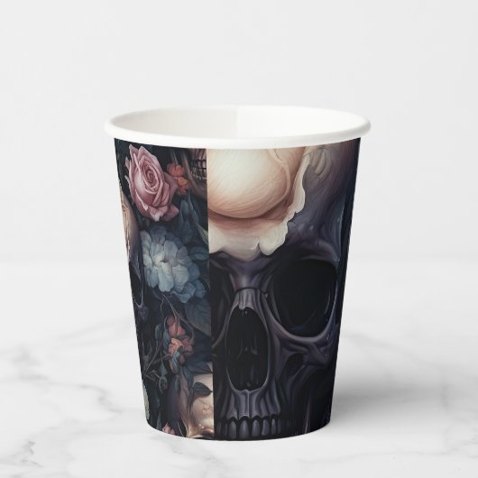 Gobelets En Papier Soin de mariage gothique floral sombre et maussade (Gauche)