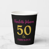 Gobelets En Papier Soirée 50e Anniversaire Soirée Black Gold Custom (Recto)