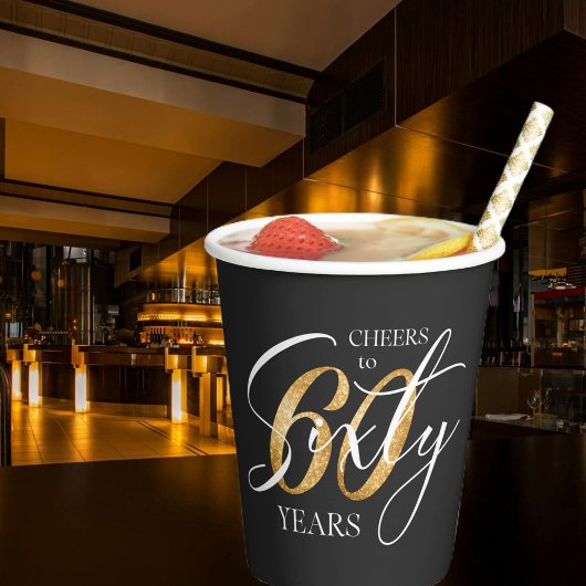Gobelets En Papier Soirée à soixante | 60ème anniversaire de la Parti
