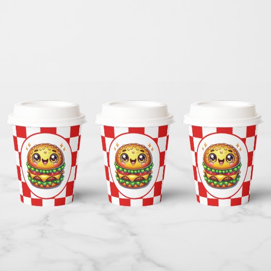 Gobelets En Papier Soirée amoureuse du Cute Hamburger (Multi)