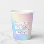 Gobelets En Papier Soirée Anniversaire de enfant Cute Pastel Rainbow  (Verso)