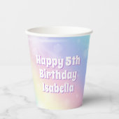 Gobelets En Papier Soirée Anniversaire de enfant Cute Pastel Rainbow  (Recto)