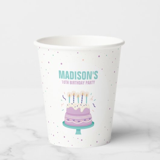 Gobelets En Papier Soirée Anniversaire de enfant de gâteau d'annivers (Recto)