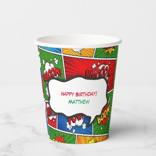 Gobelets En Papier Soirée Anniversaire de enfant de style BD (Verso)