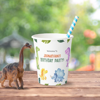 Gobelets En Papier Soirée Anniversaire de enfant Dinosaure aux couleu