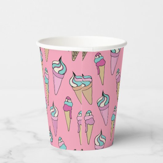 Gobelets En Papier Soirée Cone Crème Glace Rose (Droite)