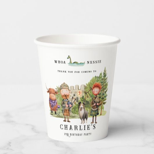 Gobelets En Papier Soirée d'anniversaire à thème écossais (Verso)