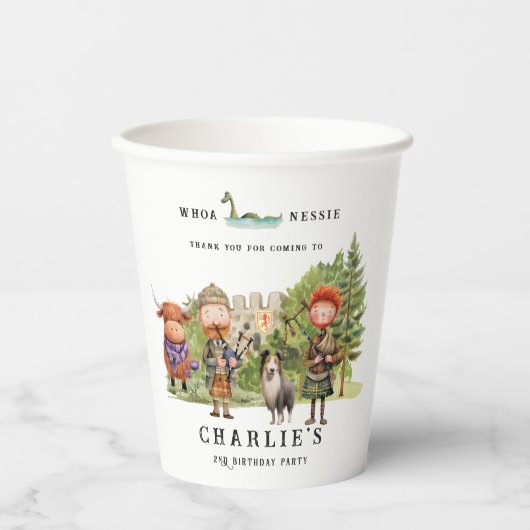 Gobelets En Papier Soirée d'anniversaire à thème écossais (Recto)