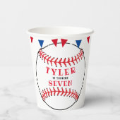 Gobelets En Papier Soirée d'anniversaire de base-ball personnalisée (Verso)