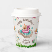 Gobelets En Papier Soirée d'anniversaire de la piscine de Capybara (Verso)