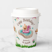 Gobelets En Papier Soirée d'anniversaire de la piscine de Capybara (Recto)