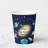 Gobelets En Papier Soirée d'anniversaire de l'astronaute spatial (Verso)