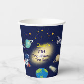 Gobelets En Papier Soirée d'anniversaire de l'astronaute spatial (Recto)