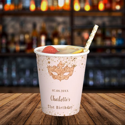 Gobelets En Papier Soirée d'anniversaire en or rose