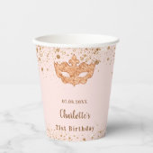 Gobelets En Papier Soirée d'anniversaire en or rose (Recto)