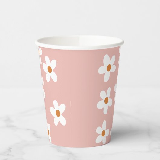 Gobelets En Papier Soirée d'anniversaire rose Boho Daisy (Gauche)