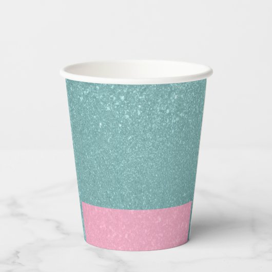 Gobelets En Papier Soirée d'anniversaire rose et bleu licorne (Verso)