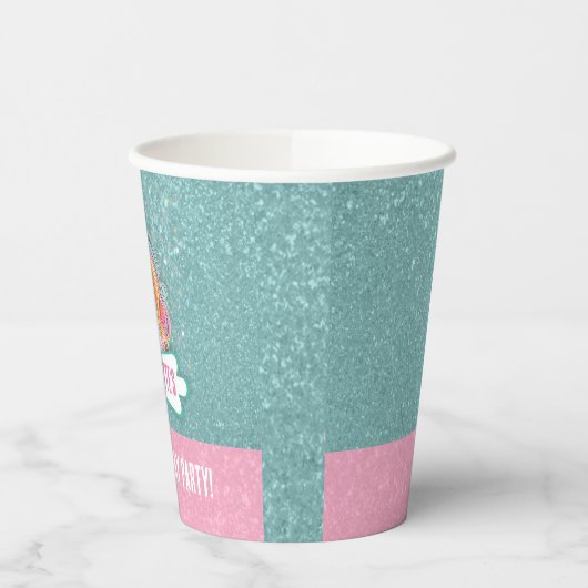 Gobelets En Papier Soirée d'anniversaire rose et bleu licorne (Gauche)