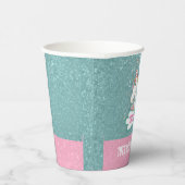 Gobelets En Papier Soirée d'anniversaire rose et bleu licorne (Droite)