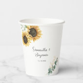 Gobelets En Papier Soirée de mariage de Sunflower Eucalyptus (Verso)