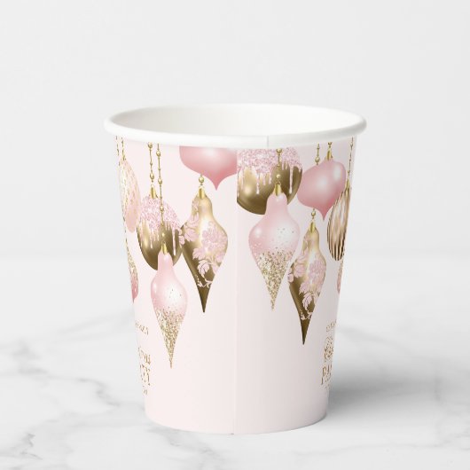 Gobelets En Papier Soirée de Noël élégante en or rose pâle (Droite)