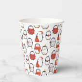 Gobelets En Papier Soirée de Noël Motif des Pingouins Festifs (Verso)