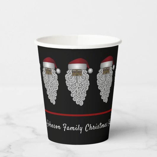Gobelets En Papier Soirée de Noël personnalisée en Père Noël noire (Gauche)