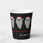 Gobelets En Papier Soirée de Noël personnalisée en Père Noël noire (Recto)