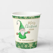 Gobelets En Papier Soirée de Noël Vert Gnome Soirée de Noël Personnal (Recto)