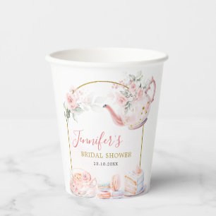 Gobelets En Papier Soirée de thé à la Fête des mariées rose or