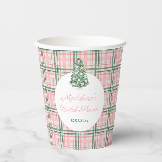 Gobelets En Papier Soirée De Vacances Chic Rose Et Vert (Recto)