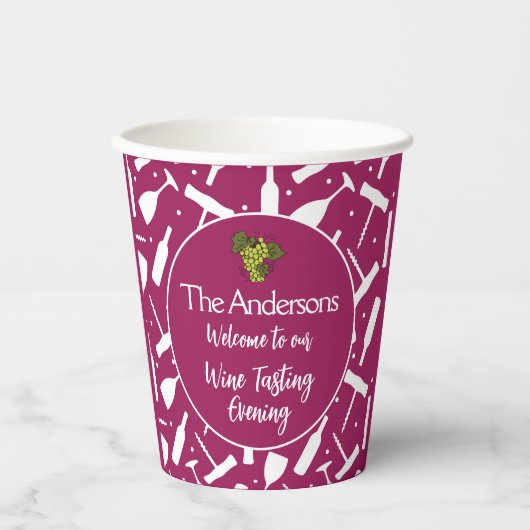 Gobelets En Papier Soirée Dégustation De Vins Élégante (Recto)