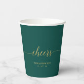 Gobelets En Papier Soirée d'encouragement moderne Gold & Emerald Gree (Verso)