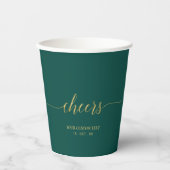 Gobelets En Papier Soirée d'encouragement moderne Gold & Emerald Gree (Recto)